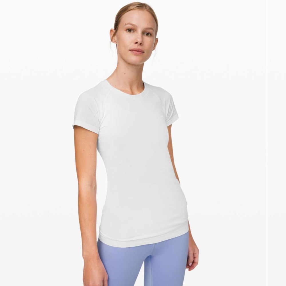 lululemon run swiftly white silver stripe 4 small